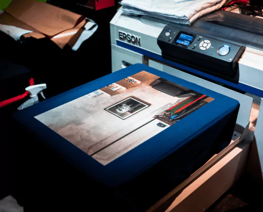 High-quality t-shirt printing using advanced Epson printer by the best printing company