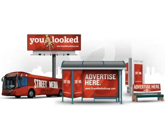 Outdoor advertising agency offering complete OOH advertising solutions including bus shelters, billboards, and transit ads